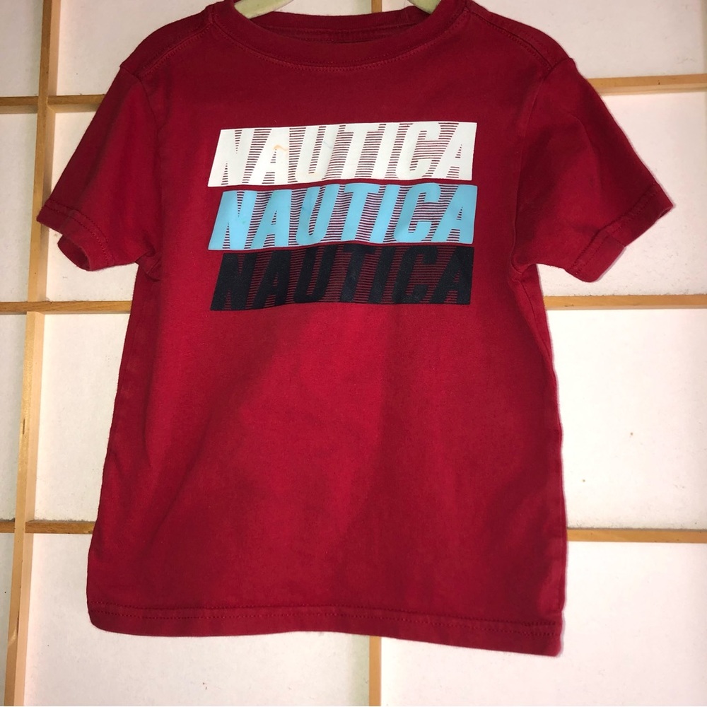 Nautica Red White Baby Blue and Navy Logo Toddler T-Shirt 3T